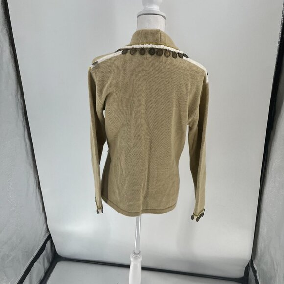 Storybook Knits Tan Cream Sweater with Queen Elizabeth II Embellished Cardigan S - Picture 7 of 8